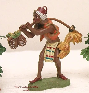 FONTANINI DEPOSE ITALY 4" COLOR BLACK MAN w/BANANAS NATIVITY VILLAGE FIGURE NEW - Picture 1 of 1