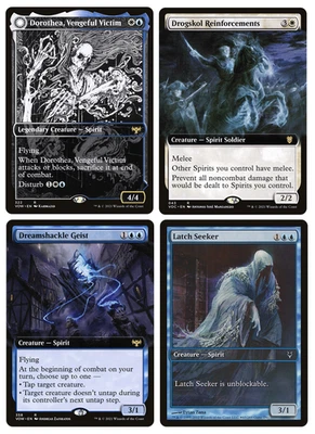 MTG - 4 x Different Showcase White / Blue Spirit Creatures - for Commander - LP - Image 1 of 2