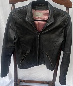Giacca donna pelle Small Wilson nera Maxima Biker classica, strappo @ tasca - Foto 1 di 6