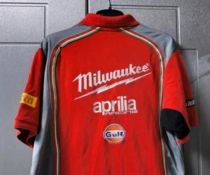 Vintage Official Aprilia Racing RSV4 Milwaukee SMR Team Polo-Shirt MotoGP Size M - Picture 1 of 24