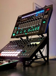 Raised Two Tier Double Roland Aira Stand MX-1 MC-707 TR-8S TR-8. Quad-Braced. - Picture 1 of 15