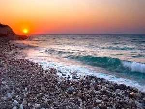 Rocky Beach Sunset wave 3D Full Wall Mural Large Print Wallpaper Home Decal Deco - Picture 1 of 9