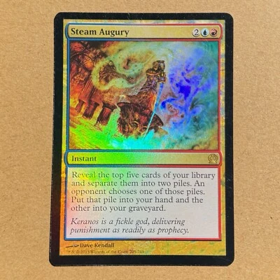 B3G3 ~ MTG ~ FOIL ~ Steam Augury ~ THS Theros ~ #205 ~ Rare Instant ~ MP/HP - Image 1 of 2