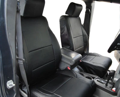 JEEP WRANGLER 2DOORS 2007-2012 BLACK VINYL CUSTOM MADE FIT FRONT SEAT COVERS - Image 1 of 4