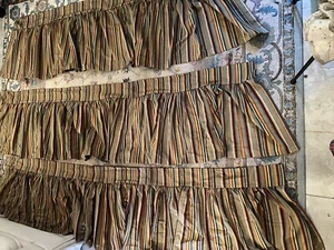 3 Window Valances Rust Tan Olive Striped 100% Cotton Clip Hang 82”x22” QUALITY - Picture 1 of 9