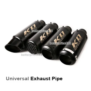 60~51mm Motorcycle Street Bike Exhaust Muffler Pipe Black Silencer Tail Tube - Picture 1 of 12