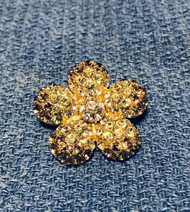 Nolan Miller Gold Tone Crystal Flower Pin Yellow Brooch Pendant - Picture 1 of 4