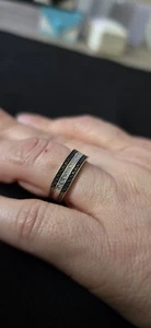 Black and White NATURAL Diamond Band - Picture 1 of 2