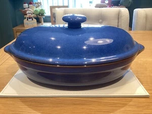 DENBY IMPERIAL BLUE OVAL LIDDED SERVING / CASSEROLE DISH STONEWARE TABLEWARE - Picture 1 of 15