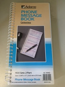 New Phone Message Book 2-Part 400 Sets Carbonless SC1154D Adams spiral bound - Picture 1 of 3