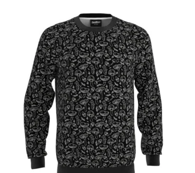 FRESH HOODS Black 'n' White Mushrooms Sweatshirt Sz M - image 1 of 4