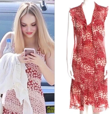 New Chanel Vintage 2003 Red Printed Long Jacket 38 40 42 6 8 10 Coverup S M L - Image 1 of 4