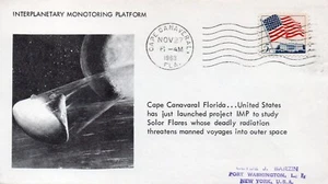 IMP Nasa project for SOLAR study Cape Canaveral 1963 SARZIN Space cover RARE ! - Imagen 1 de 1