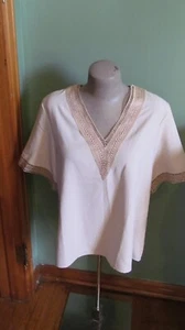 SHEIN WOMEN'S SIZE L v neck short sleeve ❤ tan - Picture 1 of 5