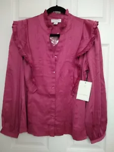 Blusa di Calligraphie donna manica lunga scollo a V colletto malva taglia XL nuova con etichette - Foto 1 di 3