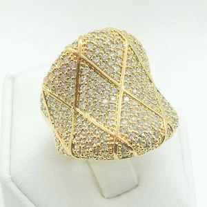 R7479 Women Fashion Jewelry White Yellow Gold Plate Promise Wedding Cocktai Ring - Picture 1 of 9