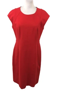 DKNY Women's Dress Size 10 Red Ponte Jersey Panelled Stretchy Bandage Used F1 - Picture 1 of 13