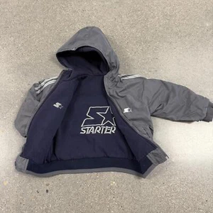 Vtg 90s Kids Reversible Starter Full Zip Hooded Jacket - S - Picture 1 of 11