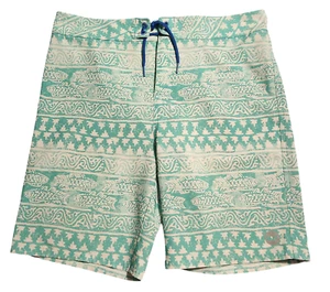 Vineyard Vines Swim Trunks Board Shorts Green White Tropical Fish Boys Size 18XL - Picture 1 of 6