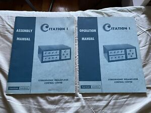 Harman Kardon Citation I Preamplifier Operational And Assembly Manual ORIGINALS
