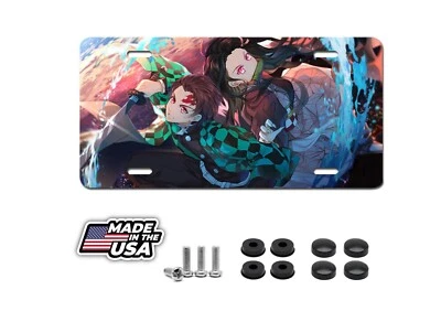Demon Slayer Nezuko Tanjiro Anime License Plate Auto Truck Car Tag Decor - Image 1 of 4