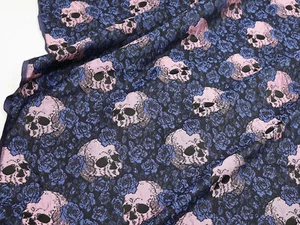 Embossed Skull Brocade Jacquard Fabric for Dress Making 140cm Wide By Meter - Picture 1 of 6