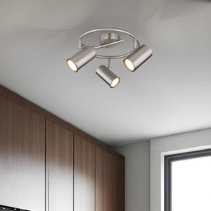 Lampada Da Soffitto Spot Orientabile Per Cucina Argento 3x GU10 D 25cm - Foto 1 di 7