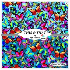 QT, THIS & THAT, FARFALLE, 30426B, 30426Q, TESSUTI PREZZO @ 1/2 YD - Foto 1 di 3