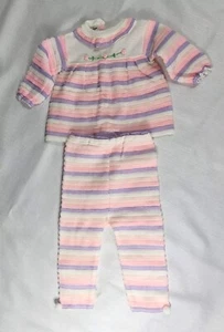 Vintage Lerner Shops Baby Outfit Top Pants Pastel Stripe 18 Months 70s Japan - Picture 1 of 8