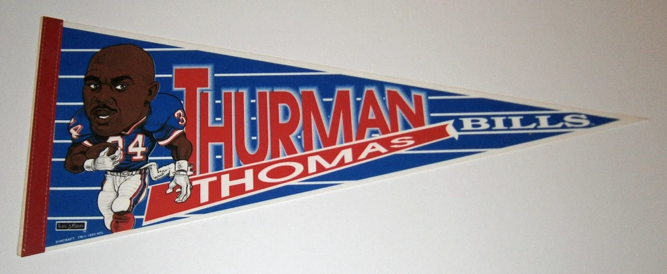 1990's Thurman Thomas Buffalo Bills pennant HOFer player caricature rare 1993 - Image 1 of 1