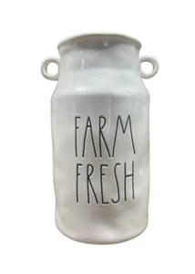 Neue Rae Dunn weiße FARM FRESH Milchkännchen Vase mit seitlichen Griffen von Magenta - Bild 1 von 3