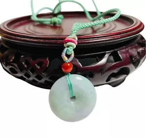 Collana ciondolo ciambella giada certificata cordino verde lavanda 25mm salute buona fortuna - Foto 1 di 7