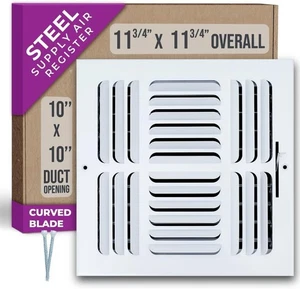 ¡Nuevo! Registro de ventilación de piso de techo/pared lateral de acero con cara estampada de 4 vías de 12"x 12" (B7) - Imagen 1 de 7