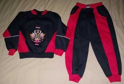 VTG 80s AERONAUTICS SWEATSHIRT SWEATPANTS 2 PIECE PANTS TODDLER 5 BOYS AIRPLANE - Image 1 of 4