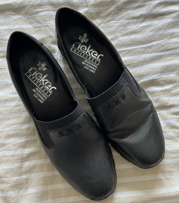 Rieker Antistress Black Leather Wedge Shoes 6.5 40 - Image 1 of 4