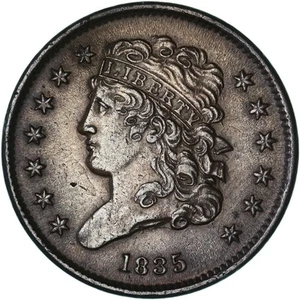 1835 (P) Classic Half Cent Uncirculated UN See Pics Q423 - Picture 1 of 3