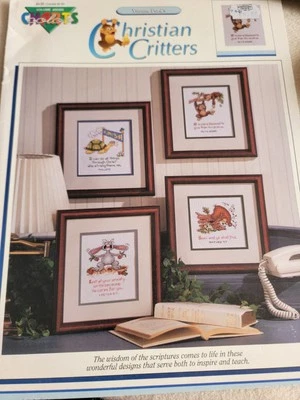Yvonne Ford's CHRISTIAN CRITTERS for Counted Cross Stitch 4 Designs Color Charts - Image 1 of 2