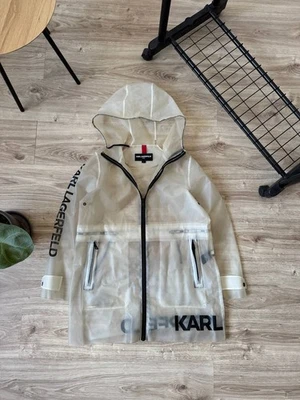 Karl Lagerfeld Paris Transparent Rain Coat Jacket Women's Size M - Image 1 of 4
