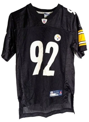 NFL Pittsburgh Steelers James Harrison Juvenil Jersey Grande 14-16 Negro/Amarillo Pol Foto 1 de 4