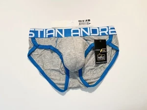 Andrew Christian - Size S Modal Sport Briefs - Light Gray/Blue/White - Pouch - Picture 1 of 11