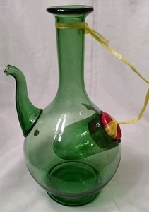 Vintage Mid Century Italian Green Blown Glass Wine Decanter with Ice Chamber - Picture 1 of 9