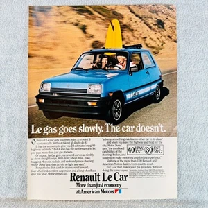 1980 Renault Le Car American Motors Vintage Print Ad Surfboard Sunroof Blue - Picture 1 of 1