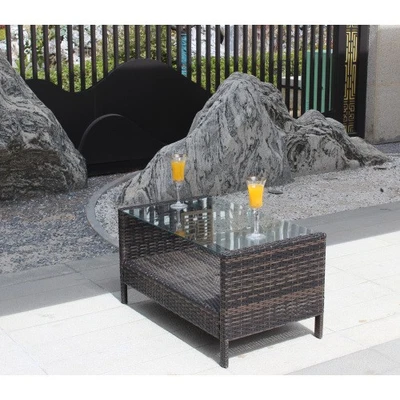 Mesa de centro para muebles de patio de exterior con cristal templado transparente Foto 1 de 4