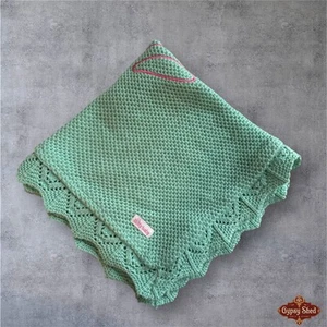 American Girl Bitty Baby Foll Teal Blue Pink Embroidered Afghan Blanket - Picture 1 of 2