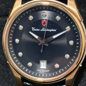 Tonino Lamborghini EN035DL.501 Unisex Watch Black Face with Diamonds Gold Plated - Picture 1 of 9