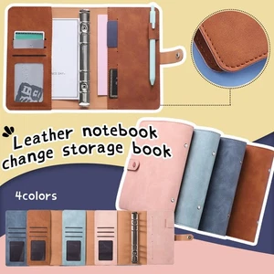 A6 Leather Notebook Binder Can Supplement Loose-Leaf Notes Change Storage Book - Picture 1 of 24