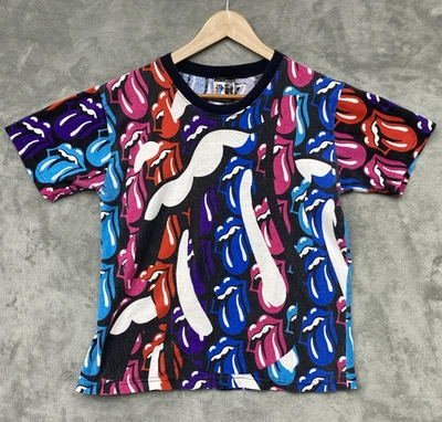 VTG Rolling Stones 1989 Steel Wheels Tour Tongue Concert T-Shirt All Over Print - Image 1 of 4