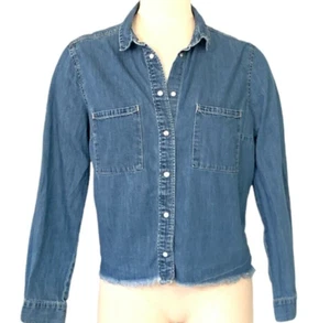 Divided H&M blau Denim/Chambray Druckknopfleiste Cropped Shirt Mädchen Gr. 14 19568 - Bild 1 von 6