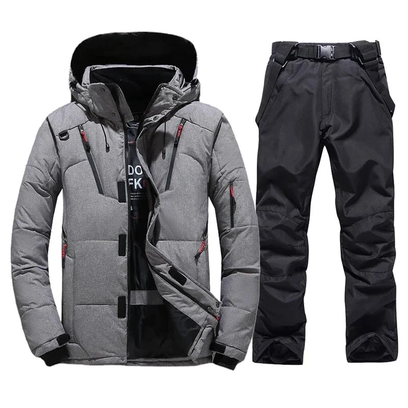 Ski Suit Men Thermal Winter Windproof Skiing Down Jacket and Bibs Pants Warm Set - Image 1 of 4