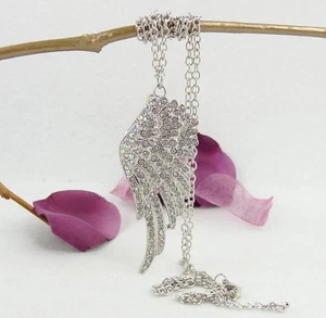 Collar Largo Gótico Noble Transparente AB Ala de Ángel con Cristal Swarovski - Imagen 1 de 1